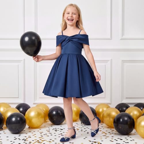 Image of LAURMOSA Girls Sandals Closed Toe High Heels Pointed Toe Ankle Strap Pumps Flower Girl Dressy Shoes in Wedding Party Cute Bowknot Chunky Block Heeled for Little Big Kids
