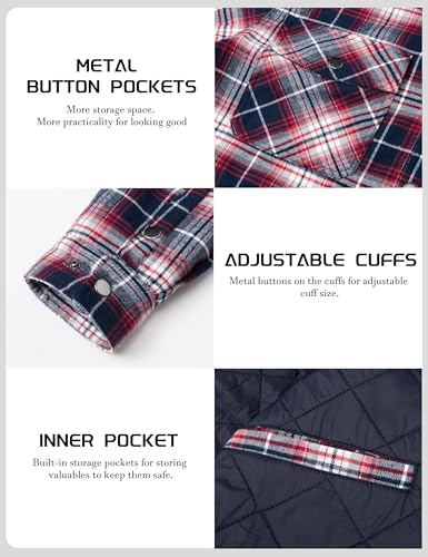 Image of TACVASEN Men's Flannel Shirt Quilted Lined Theraml Winter Coat Button Down Insulated Flannel Shirts Jacket