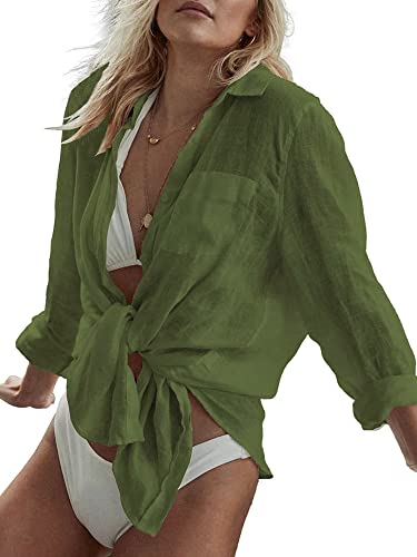 Image of Breezy Lane Beach Cover Up for Women Button Down Shirt Swimsuit Coverup Bathing Suit Cover Ups for Swimwear Vacation