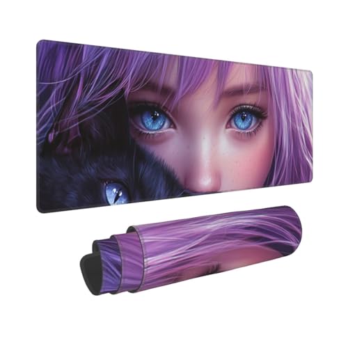 Gaming Tappetino Mouse XXL 700x400mm Pad XXL Grande Ragazza viola per con Bordi Cuciti e Base in Gomma Antiscivolo Migliora la Velocità per Gioco PC Ufficio T6601