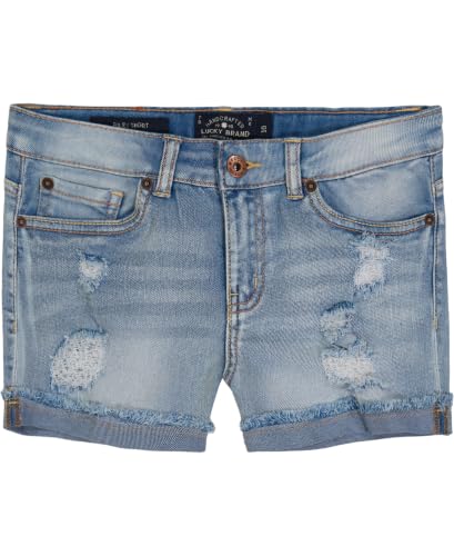Image of Lucky Brand Girls' Cuffed Jean Shorts, Stretch Denim with 5 Pockets, Mid to High Rise Waist