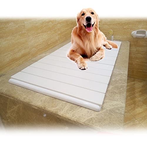 Bathtub Tray Bathtub Cover 0.6cm Thickness PVC Anti-dust Folding Dust Board Bathtub Insulation Cover, Shutter Bath Lid for Milk Baths Spa (Color : White, Size : 80x160x0.6cm)