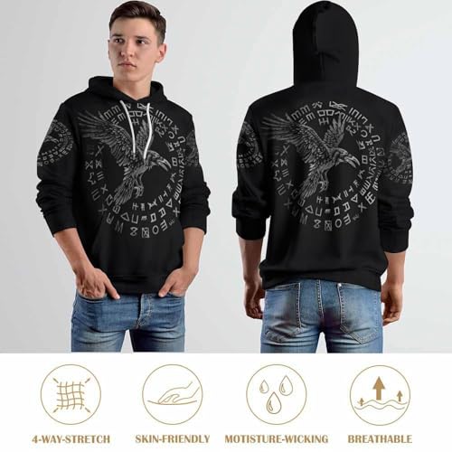 JooMeryer Men's Viking Totem 3D Print Long Sleeve Hoodies Pullover Sweatshirt3