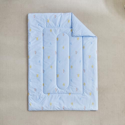 Image of DuShow Cotton Toddler Bedding Set,4 Piece Toddler Bed Comforter Sets, Blue Fish Pattern for Kids Boys and Girls,Includes Quilted Comforter,Fitted Sheet,Top Sheet,and Pillow Case