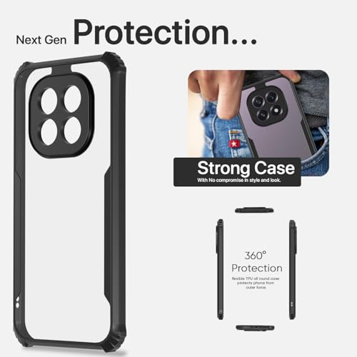 Image of Pikkme Back Cover for Oppo F29 5G | Ultra Hyrbid | Full Camera Protection | Raised Edge | Crystal Clear Transparent Bumper Case (Black)