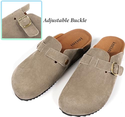 womens suede clogs mens genuine leather mules cork footbed sandals with arch support