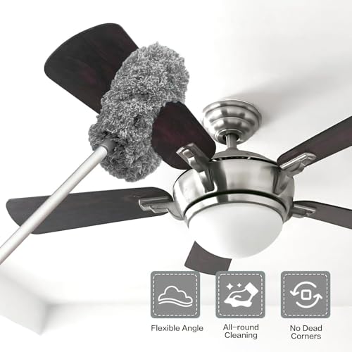 Image of MONJAY Fan Cleaner Brush with Long Rod Flexible Fan Cleaning Mop Microfiber Dust Cleaner Foldable Duster for Home Cleaning Microfiber Duster for Cleaning of Home,Kitchen, Car, Ceiling Brush (Queen)