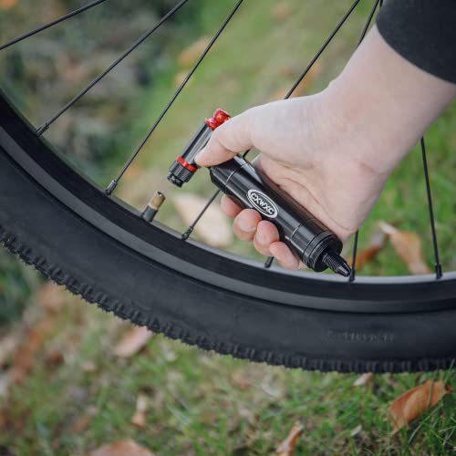 CXWXC CO2 Inflator with 4 x 16g CO2 Cartridges & Tubeless Tire Repair Kit - Presta/Schrader Valve Compatible - Bicycle Tire Pump for Road and Mountain Bikes - Image 3