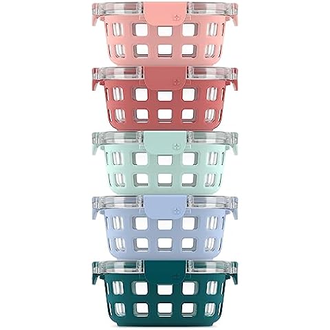 Ello Duraglass Round Glass Meal Prep Storage Containers Set Cover