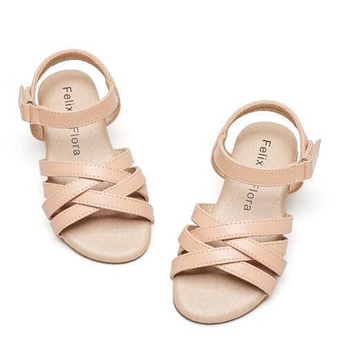 Image of Felix & Flora Toddler Girl Sandals - Little Girl Easter Dress Shoes Lightweight Open Toe Beach Holiday Flats