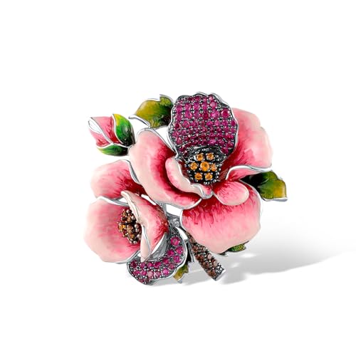 Image of Santuzza 925 Sterling Silver Enamel Brooch Pin for Women