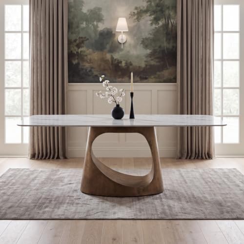 ACEDÉCOR 78” Sintered Stone Dining Table with Antique Bronze Base for 6-8 - Image 4