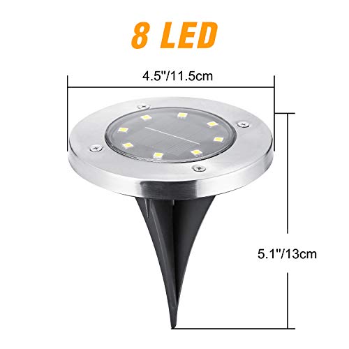 Brizled Solar Ground Lights, 12 Pack 8 Led Solar In-Ground Lights, Waterproof Solar Disk Lights Garden Lights Outdoor Landscape Lighting Disc Lights For Pathway Lawn Yard Driveway Walkway, Cool White #TOP7