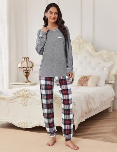 Image of Ekouaer Pajamas Set for Women Soft Comfy Pjs Sets Long Sleeve Sleepwear Loungewear S-XXL