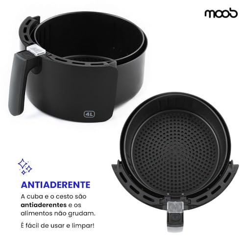 Fritadeira Elétrica Air Fryer Moob 4 Litros Preta 110v