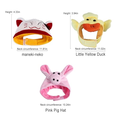 Pet Cute Hat TAIZER 3 Pcs Duckling Hat Cat Piggy Hat Cat Adjustable Pet Headwear Hat with Ears Cat Puppy Pet Hat Cute Headwear Funny Hat Party Costume (yellow) - Image 2
