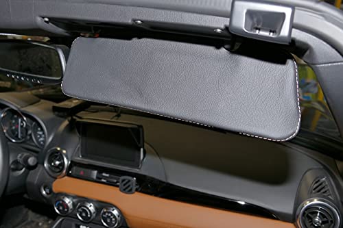 RedlineGoods Sun Visor Covers Compatible with Mazda Miata ND 2016-24. Tailor Made - not Universal. Genuine top-Grade Italian Black Leather with Silver Thread