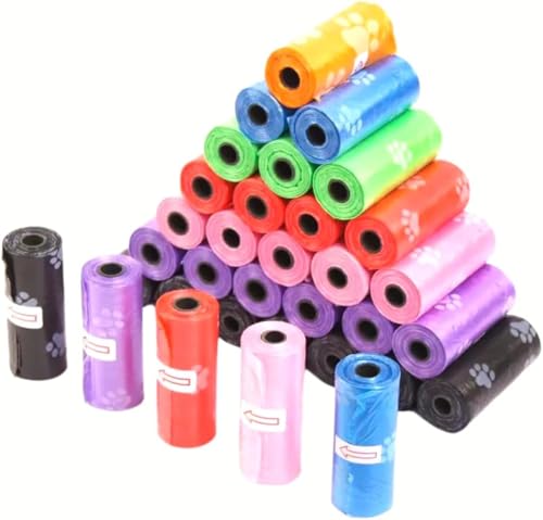 Sacchetti Pupu Cane Gatto, Pacco da 720 Pz (48 Rotoli x 15 Pz), Multi Colore Casuale Misura 32x22 cm, per Feci Bisogni Cani Gatti Animali Adulti Medi Cuccioli, Spessi Resistenti a Prova di Perdite