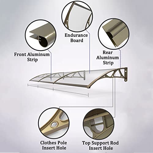 Wiging Window Awning Door Canopy, 40X60Cm/60X80Cm/80X80Cm Front Door Outdoor Garden Porch Patio Roofing Cover For Uv Rain Snow Protection (Color : Brown, Size : 40X60Cm) #TOP7