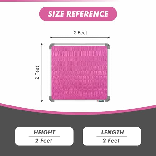 Image of YAJNAS 2x2 Feet Premium Material Pink Designed Notice Board with Acrylic Door /Soft Board /Bulletin Board /Pin-up Display Board for Study Room, Office, School & Home Use