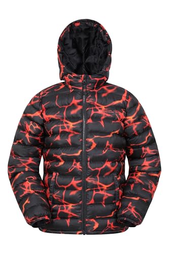 Mountain Warehouse Printed Seasons Kids Padded Jacket - Water Resistant Puffer Coat, Lightweigh, Elasticised Cuffs, Boys & Girls - For Spring Summer Rust (Printed) Kids Size 11-12 Years