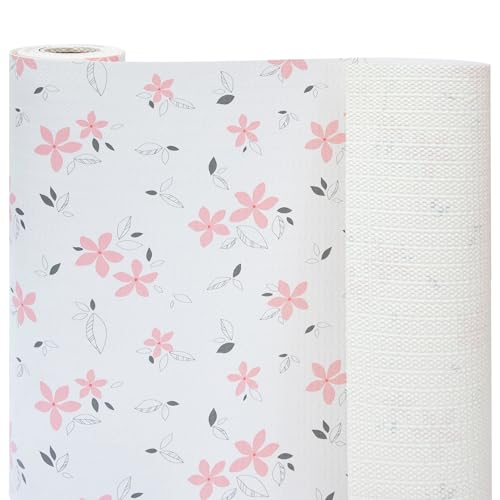 18" W x 96" L Floral Drawer and Shelf Liner for Cabinets, Non-Adhesive Strong Grip Non-Slip Flower Shelf Cabinet Kitchen Shelf Liners for Kitchen Cabinets