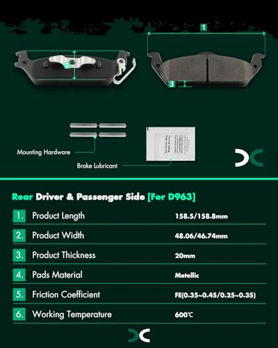 Image of SCITOO D963-7862 Disc Brake Pads Sets Rear Metal Brake Pads w /Hardware