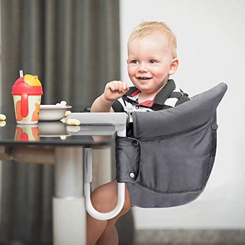 Foho Hook On Chair, Clip On Table High Load Design Fold Flat Storage Attachable High Chair With Storage Bag, Safe Fast Table Chair For Babies And Toddlers (Grey) #TOP5