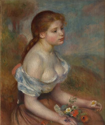 Jeune fille aux marguerites Renoir pour salon moderne chaleureux