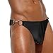 Mens Swim Briefs Low Rise Sexy Tong Swimsuit Fashion Bikini Swimwear with Side Metal Buckle Black Large