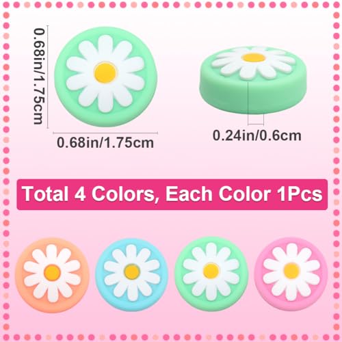 Image of GORGECRAFT 4 Colors Daisy Silicone Thumb Grip Caps Flower Joystick Cap Button Caps Analog Stick Protective Cover Compatible with Switch OLED Lite Console for Controller