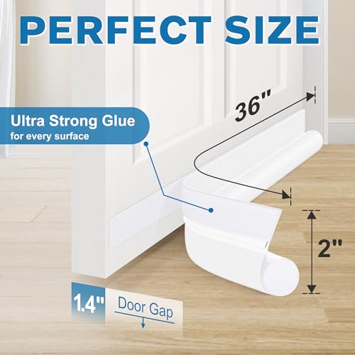 Image of MAXTID Under Door Draft Stoppers 36 Inch Door Draft Blocker Draft Stoppers for Bottom of Doors Seal Gap, Door Seal Strips Sweeps, White