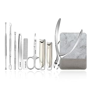 Nail Clippers Set Manicure Kit, Professional Pedicure Grooming Kit, 9 Pieces Stainless Steel Nail Care Set with Travel Leather Case for Men Women Fingernail Toe Nail Cutter Set (Col (B)