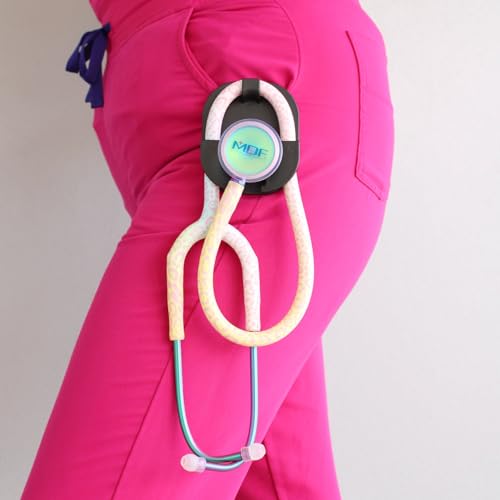 Image of MDF Instruments Rainbow Leopard Kaleidoscope ProCardial Cardiology Stethoscope, Lightweight Titanium, Adult, Dual Head, Rainbow Leopard Tube, Kaleidoscope Chestpiece-Headset, MDF797TRLKL