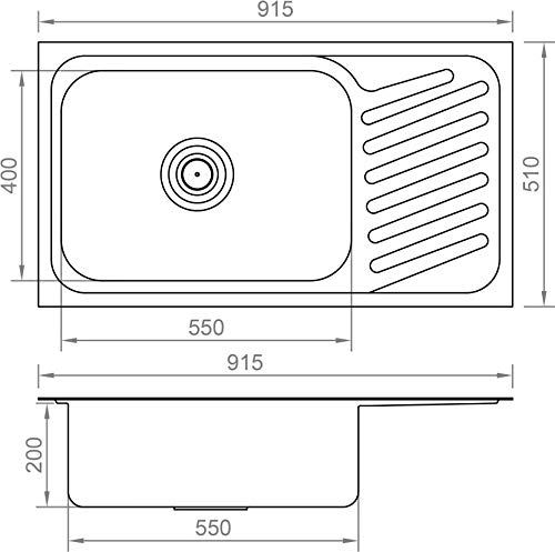 Image of CROCODILE 304 GRADE Stainless Steel Single Bowl Kitchen Sink with Drainboard HI GLOSS FINISH (36 inch x 20 inch x 9 inch, Glossy)