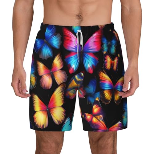 Pantalones cortos de natación contra rozaduras y humedad con diseño casual de mariposas