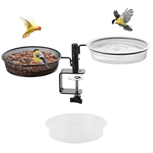 Deck Bird Feeders Deck Mount Bird Bath Spa for Dual Use Deck Flower Stand Flower Pot Great for Attracting Birds Detachable and Adjustable Heavy Duty Sturdy Steel,Bronze