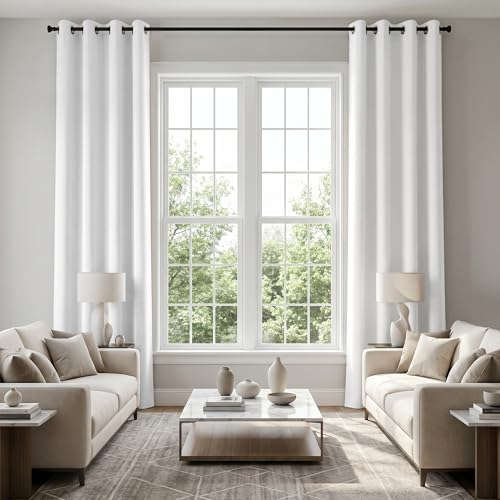 Image of KOUFALL White Blackout Curtains for Living Room 52x102 Inch Length