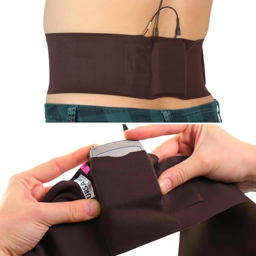 URSA Straps - URSA Sangle de Taille - Sangle de Micro Transmetteur Ultra Mince, Respirante et Extensible. Compatible avec la plupart des Émetteurs/Récepteurs (Marron, Grande Taille - Grand Étui)