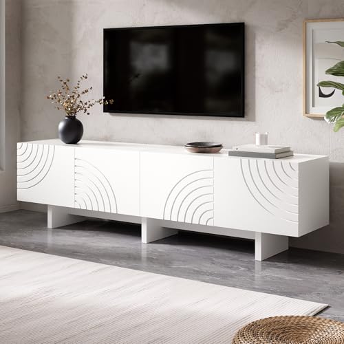 Mueble de TV minimalista de 170 cm para organizar tu salón con estilo blanco 7