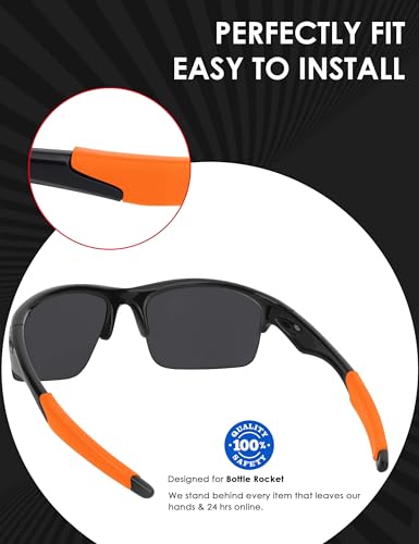 Image of BLAZERBUCK Replacement Temple Sleeves Ear Socks for Oakley Bottle Rocket OO9164 Sunglass - Orange