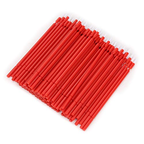 100 Pcs Micro Brush, 4 Colors Blue Yellow Green Red Optional 3.9in Disposable Micro Applicator Brush Bendable Sticks for Personal Care (Red)