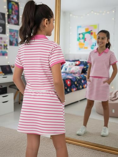 Tenue décontractée à rayures pour adolescentes avec jupe short confortable