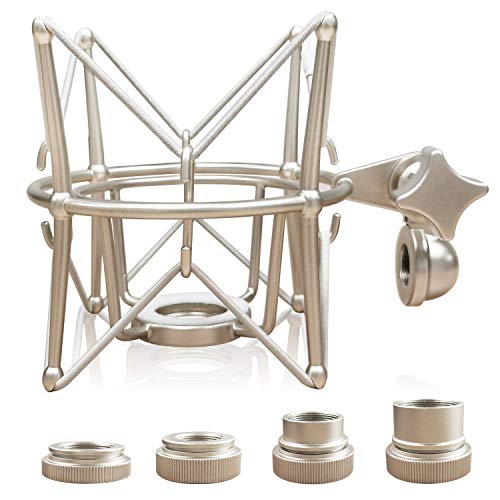 Microphone Shock Mount Mic Holder - Anti Vibration Spider Shockmount Compatible with Many Recording Condenser Microphones Like AT2020 AT2020 USB+ Samson G Track Pro Rode NT1-A Neumann U87 etc.