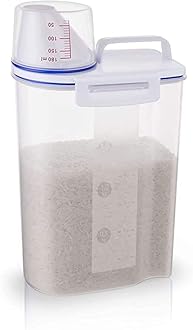 2KG Portable Plastic Food Grain Cereal Flour Storage Box Dispenser Rice Container Sealed Tank with Measuring Cup