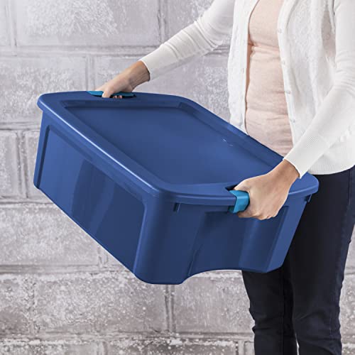 Sterilite 14467406 18 Gallon/68 Liter Latch And Carry, True Blue Lid And Base With Blue Aquarium Latches, 6-Pack #TOP3