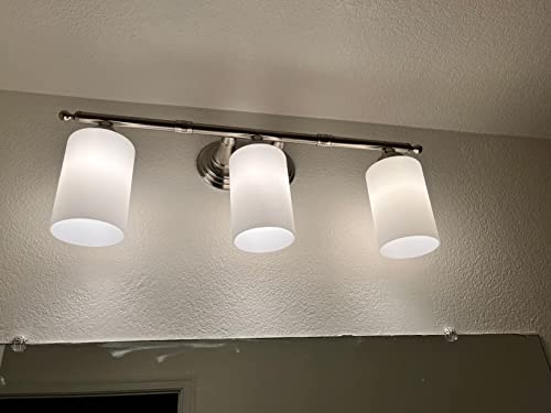 Image of 3 Pack Frosted Opal White Glass Lamp Shade Replacement Globe & Covers for Light Fixtures, 6-1 /16 inch Tall, 1-5 /8 inch Fitter, Soft White Cylinder Glass Shade