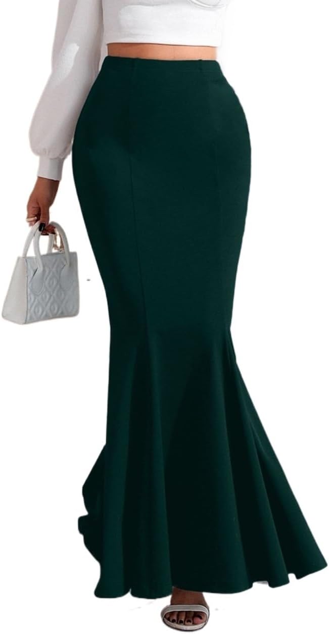 Casual Long Skirt for Women, Solid Color Daily Wear Skirts Outfits Clothes