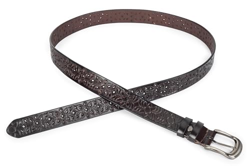 Women Men Western Cowboy Leather Belts Floral Engraved Embossed Genuine Cow-Leather Cowgirl Waist Vintage Alloy Buckle Belt3