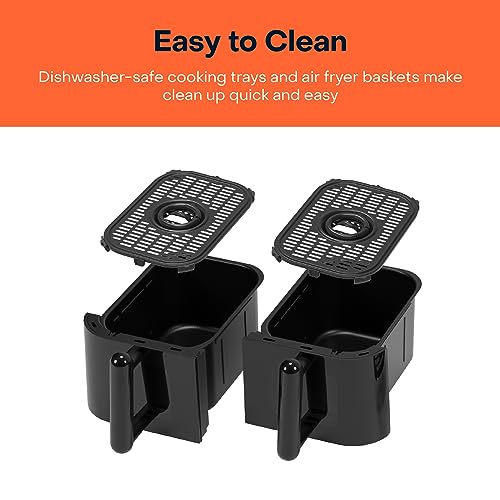 Nutricook Air Fryer Duo2Vision with Clear Window & Internal Light, 8.5L Independently Controlled Dual Baskets, Air Fry, Bake, Roast, Broil, Reheat, Dehydrate, 6Presets, Black, 2400 Watts, 2Yr Warranty - Image 8